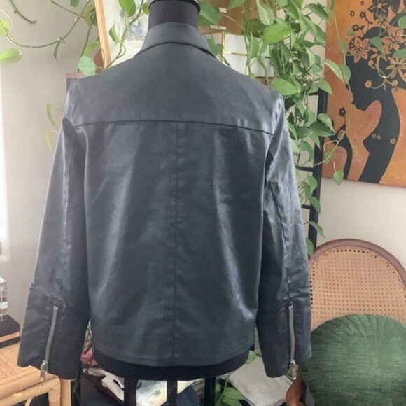 AMO Black Cotton Asymmetrical Zip Edgy Moto Jacket - M - Picture 3 of 9